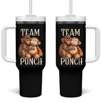 Team Punch Cute Baby Monkey Hugging Plush Toy Graphic Tumbler With Handle