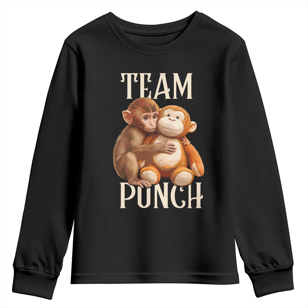 Team Punch Cute Baby Monkey Hugging Plush Toy Graphic Youth Sweatshirt