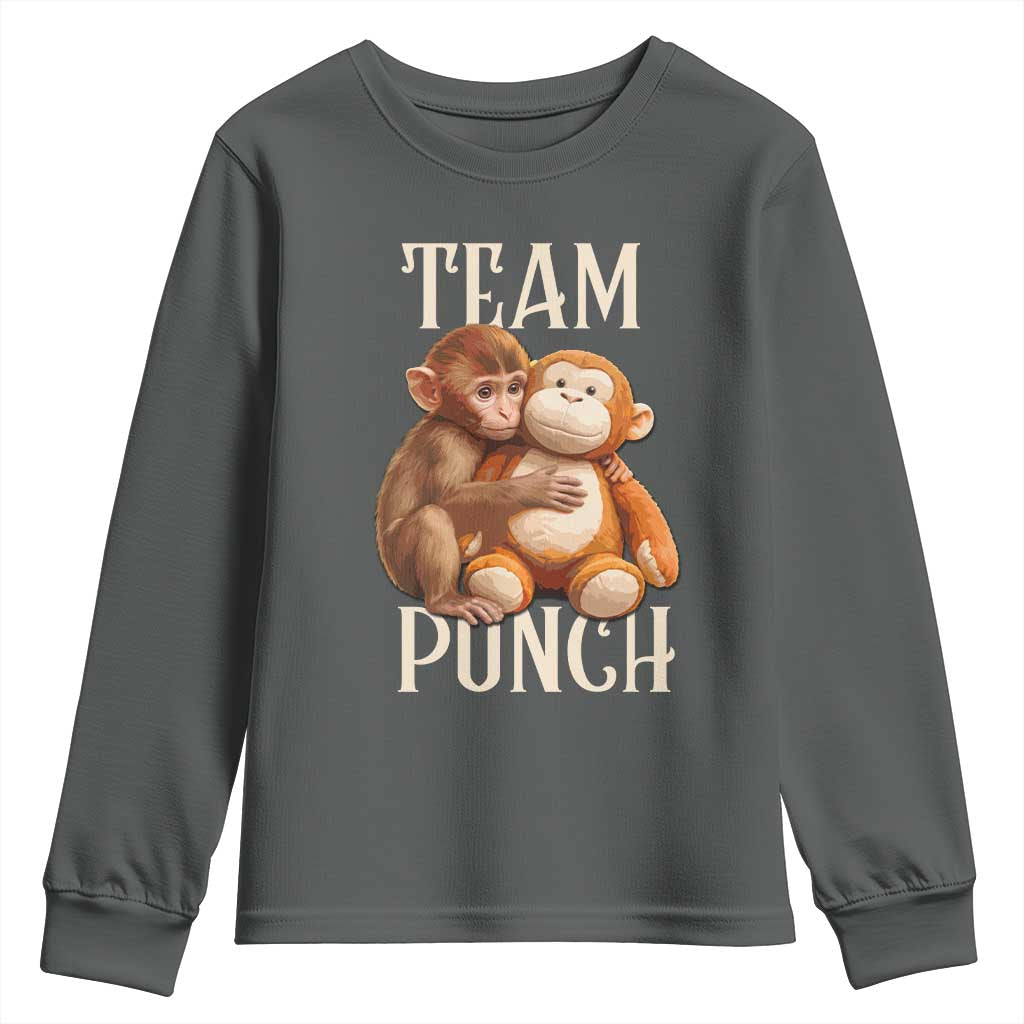 Team Punch Cute Baby Monkey Hugging Plush Toy Graphic Youth Sweatshirt
