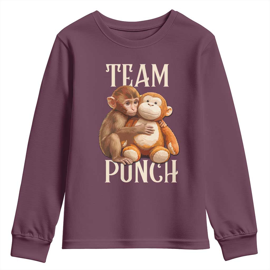 Team Punch Cute Baby Monkey Hugging Plush Toy Graphic Youth Sweatshirt