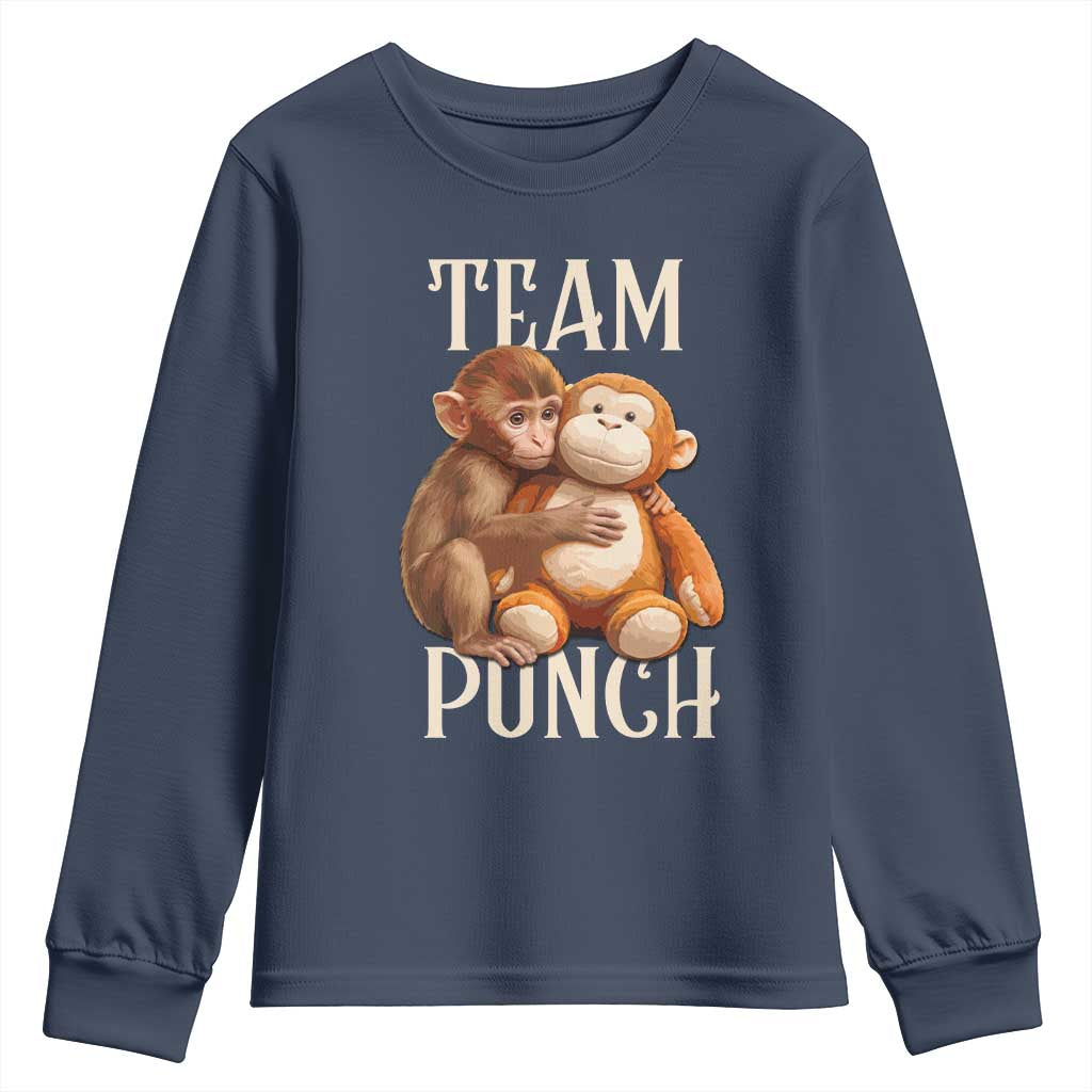 Team Punch Cute Baby Monkey Hugging Plush Toy Graphic Youth Sweatshirt