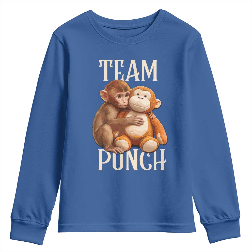 Team Punch Cute Baby Monkey Hugging Plush Toy Graphic Youth Sweatshirt