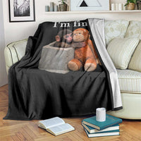 I’m Fine Viral Punch Monkey Meme Throw Blanket Cute Baby Monkey Hugging Plush Emotional Humor Gift