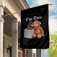 I’m Fine Viral Punch Monkey Meme Garden Flag Cute Baby Monkey Hugging Plush Emotional Humor Gift