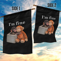I’m Fine Viral Punch Monkey Meme Garden Flag Cute Baby Monkey Hugging Plush Emotional Humor Gift