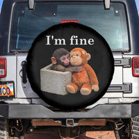 I’m Fine Viral Punch Monkey Meme Spare Tire Cover Cute Baby Monkey Hugging Plush Emotional Humor Gift