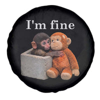 I’m Fine Viral Punch Monkey Meme Spare Tire Cover Cute Baby Monkey Hugging Plush Emotional Humor Gift
