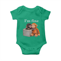 I’m Fine Viral Punch Monkey Meme Baby Onesie Cute Baby Monkey Hugging Plush Emotional Humor Gift