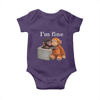 I’m Fine Viral Punch Monkey Meme Baby Onesie Cute Baby Monkey Hugging Plush Emotional Humor Gift