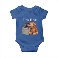 I’m Fine Viral Punch Monkey Meme Baby Onesie Cute Baby Monkey Hugging Plush Emotional Humor Gift