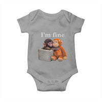 I’m Fine Viral Punch Monkey Meme Baby Onesie Cute Baby Monkey Hugging Plush Emotional Humor Gift