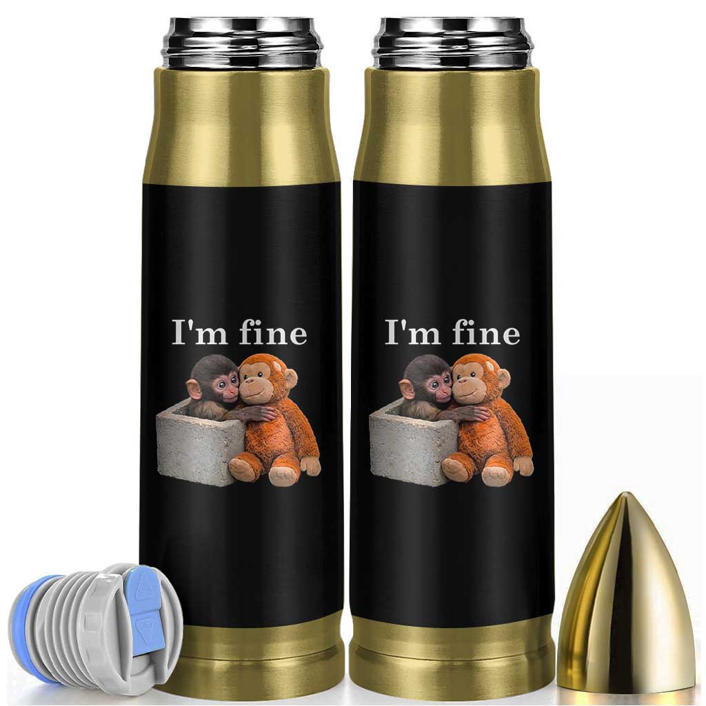 I’m Fine Viral Punch Monkey Meme Bullet Tumbler Cute Baby Monkey Hugging Plush Emotional Humor Gift