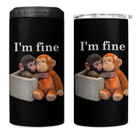 I’m Fine Viral Punch Monkey Meme 4 in 1 Can Cooler Tumbler Cute Baby Monkey Hugging Plush Emotional Humor Gift