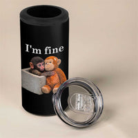 I’m Fine Viral Punch Monkey Meme 4 in 1 Can Cooler Tumbler Cute Baby Monkey Hugging Plush Emotional Humor Gift