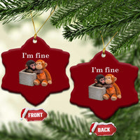 I’m Fine Viral Punch Monkey Meme Ceramic Ornament Cute Baby Monkey Hugging Plush Emotional Humor Gift