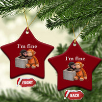 I’m Fine Viral Punch Monkey Meme Ceramic Ornament Cute Baby Monkey Hugging Plush Emotional Humor Gift
