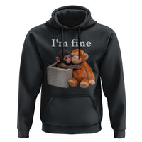 I’m Fine Viral Punch Monkey Meme Hoodie Cute Baby Monkey Hugging Plush Emotional Humor Gift