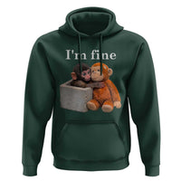 I’m Fine Viral Punch Monkey Meme Hoodie Cute Baby Monkey Hugging Plush Emotional Humor Gift