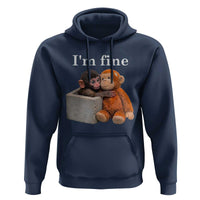 I’m Fine Viral Punch Monkey Meme Hoodie Cute Baby Monkey Hugging Plush Emotional Humor Gift