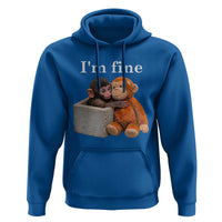 I’m Fine Viral Punch Monkey Meme Hoodie Cute Baby Monkey Hugging Plush Emotional Humor Gift