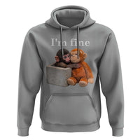I’m Fine Viral Punch Monkey Meme Hoodie Cute Baby Monkey Hugging Plush Emotional Humor Gift