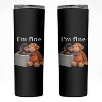 I’m Fine Viral Punch Monkey Meme Skinny Tumbler Cute Baby Monkey Hugging Plush Emotional Humor Gift
