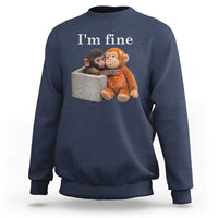 I’m Fine Viral Punch Monkey Meme Sweatshirt Cute Baby Monkey Hugging Plush Emotional Humor Gift