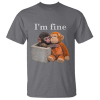 I’m Fine Viral Punch Monkey Meme T Shirt Cute Baby Monkey Hugging Plush Emotional Humor Gift
