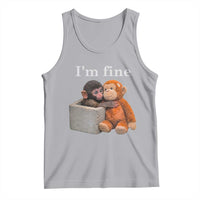 I’m Fine Viral Punch Monkey Meme Tank Top Cute Baby Monkey Hugging Plush Emotional Humor Gift
