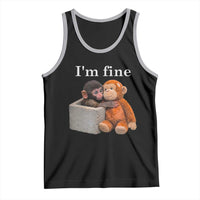I’m Fine Viral Punch Monkey Meme Tank Top Cute Baby Monkey Hugging Plush Emotional Humor Gift