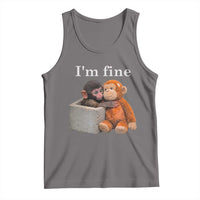 I’m Fine Viral Punch Monkey Meme Tank Top Cute Baby Monkey Hugging Plush Emotional Humor Gift