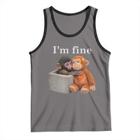 I’m Fine Viral Punch Monkey Meme Tank Top Cute Baby Monkey Hugging Plush Emotional Humor Gift