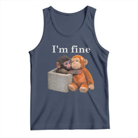 I’m Fine Viral Punch Monkey Meme Tank Top Cute Baby Monkey Hugging Plush Emotional Humor Gift