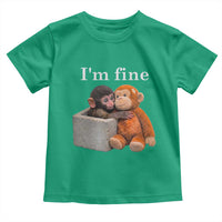 I’m Fine Viral Punch Monkey Meme Toddler T Shirt Cute Baby Monkey Hugging Plush Emotional Humor Gift