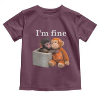 I’m Fine Viral Punch Monkey Meme Toddler T Shirt Cute Baby Monkey Hugging Plush Emotional Humor Gift