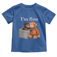 I’m Fine Viral Punch Monkey Meme Toddler T Shirt Cute Baby Monkey Hugging Plush Emotional Humor Gift