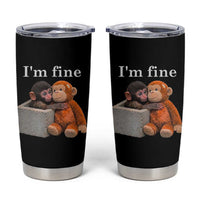 I’m Fine Viral Punch Monkey Meme Tumbler Cup Cute Baby Monkey Hugging Plush Emotional Humor Gift