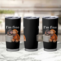 I’m Fine Viral Punch Monkey Meme Tumbler Cup Cute Baby Monkey Hugging Plush Emotional Humor Gift