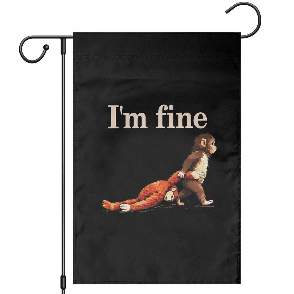 I’m Fine Funny Monkey Meme Garden Flag Viral Punch Baby Monkey Relatable Cute Gift