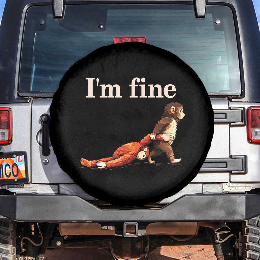 I’m Fine Funny Monkey Meme Spare Tire Cover Viral Punch Baby Monkey Relatable Cute Gift