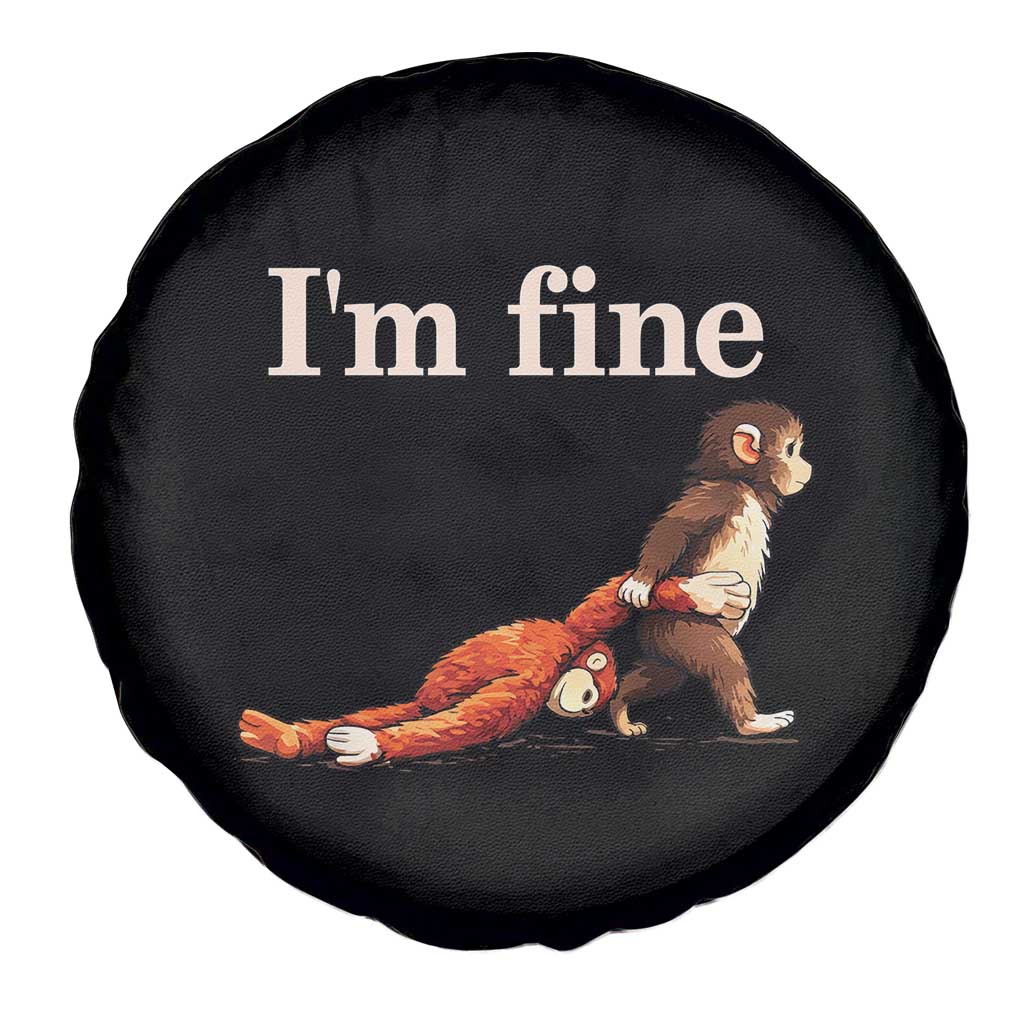 I’m Fine Funny Monkey Meme Spare Tire Cover Viral Punch Baby Monkey Relatable Cute Gift