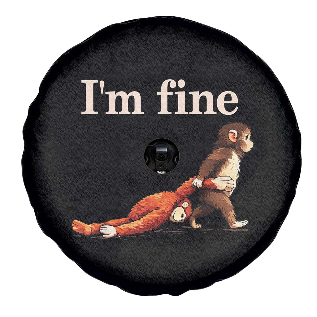 I’m Fine Funny Monkey Meme Spare Tire Cover Viral Punch Baby Monkey Relatable Cute Gift