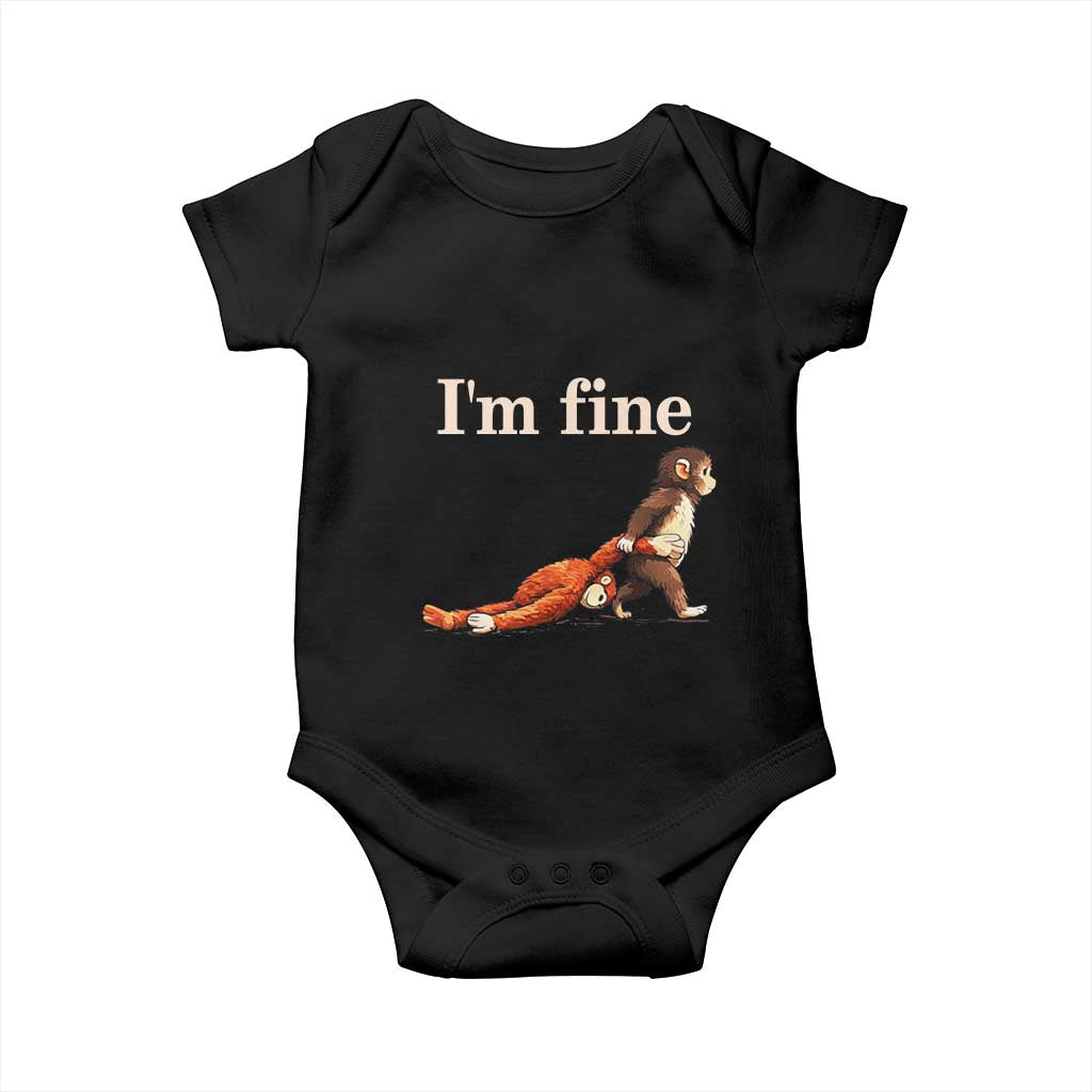 I’m Fine Funny Monkey Meme Baby Onesie Viral Punch Baby Monkey Relatable Cute Gift