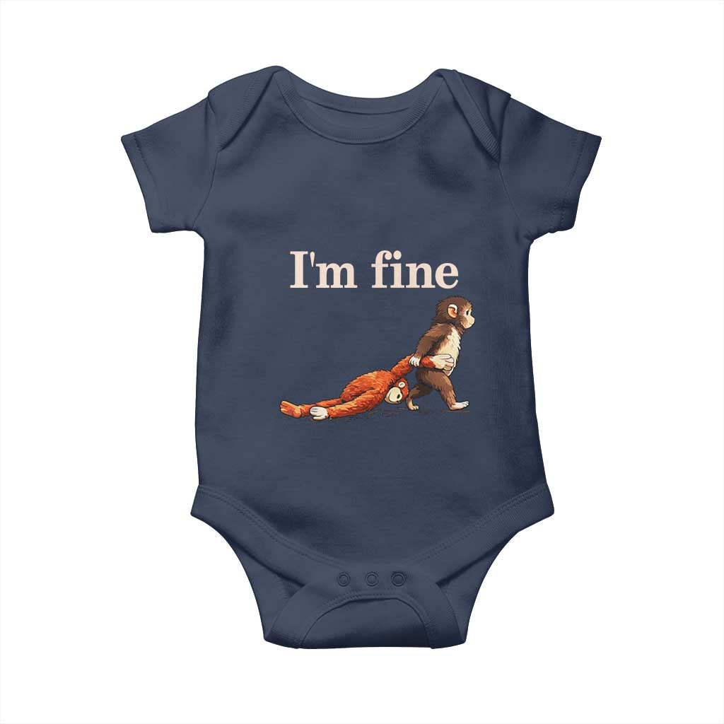 I’m Fine Funny Monkey Meme Baby Onesie Viral Punch Baby Monkey Relatable Cute Gift