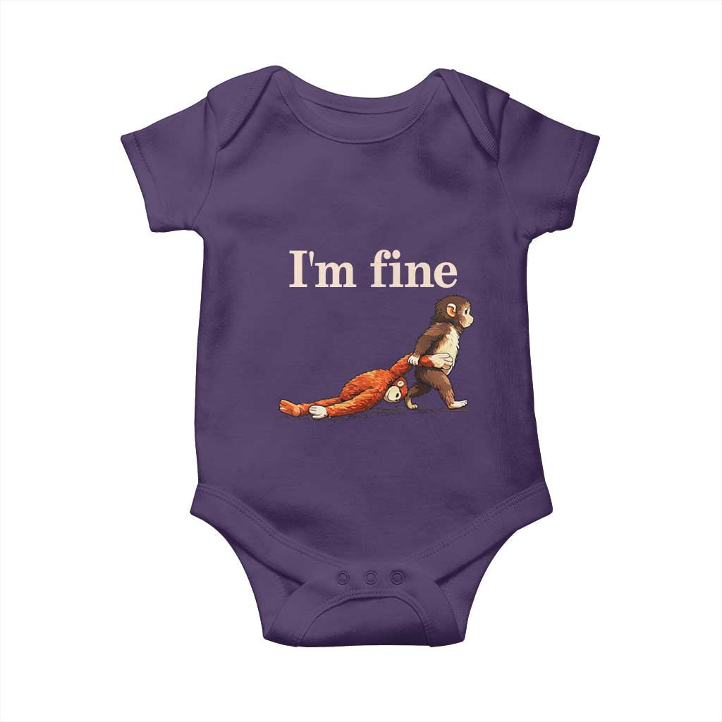 I’m Fine Funny Monkey Meme Baby Onesie Viral Punch Baby Monkey Relatable Cute Gift