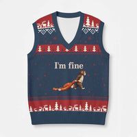 I’m Fine Funny Monkey Meme V-Neck Knit Sweater Vest Viral Punch Baby Monkey Relatable Cute Gift