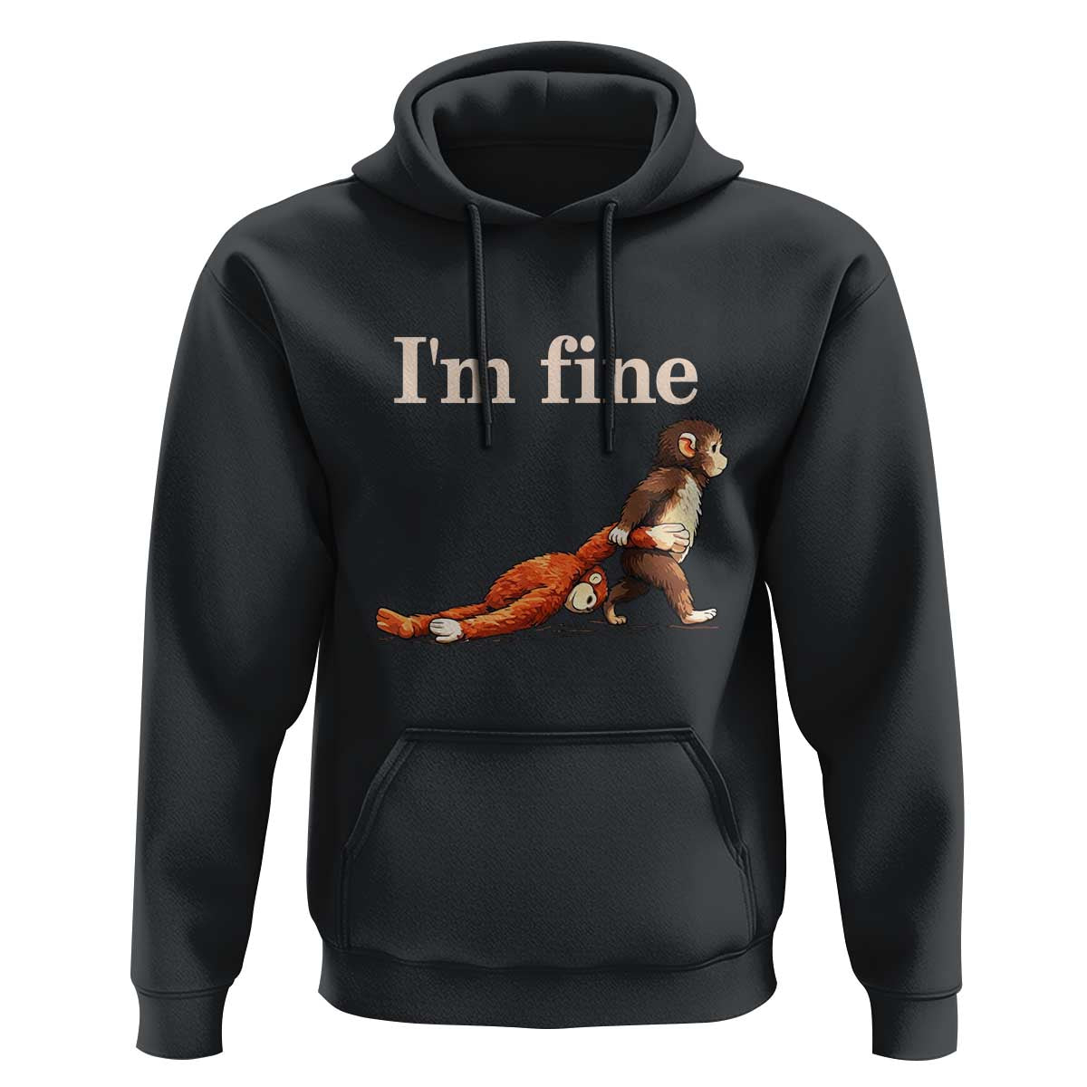 I’m Fine Funny Monkey Meme Hoodie Viral Punch Baby Monkey Relatable Cute Gift