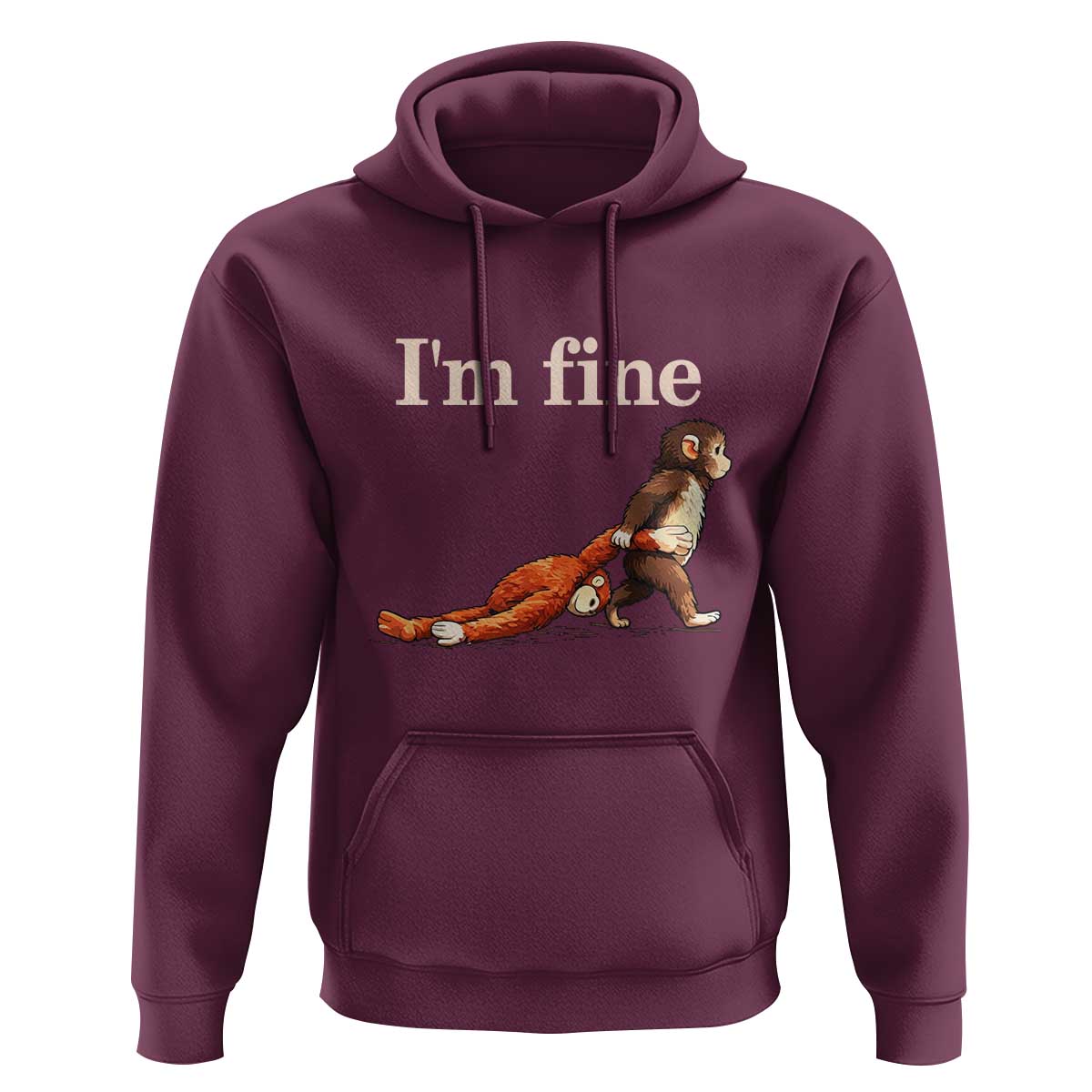 I’m Fine Funny Monkey Meme Hoodie Viral Punch Baby Monkey Relatable Cute Gift