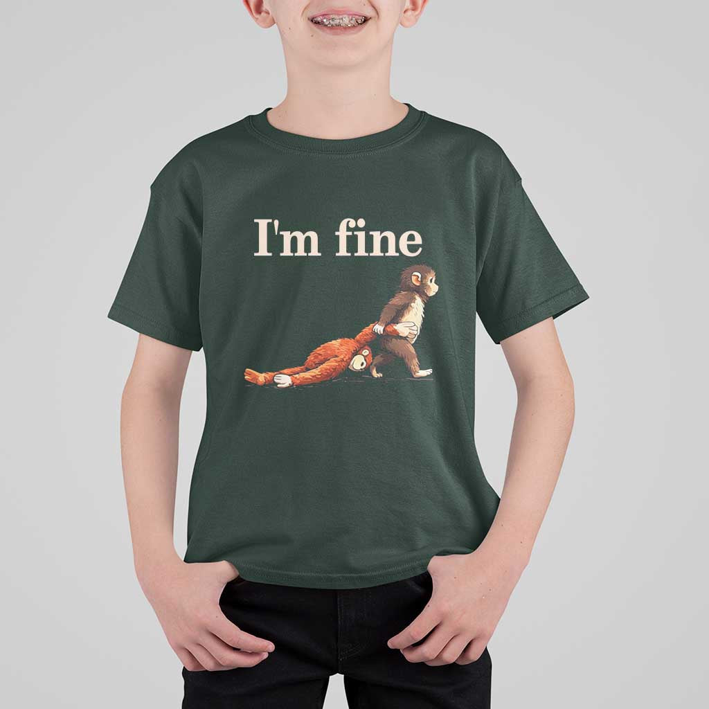 I’m Fine Funny Monkey Meme T Shirt For Kid Viral Punch Baby Monkey Relatable Cute Gift