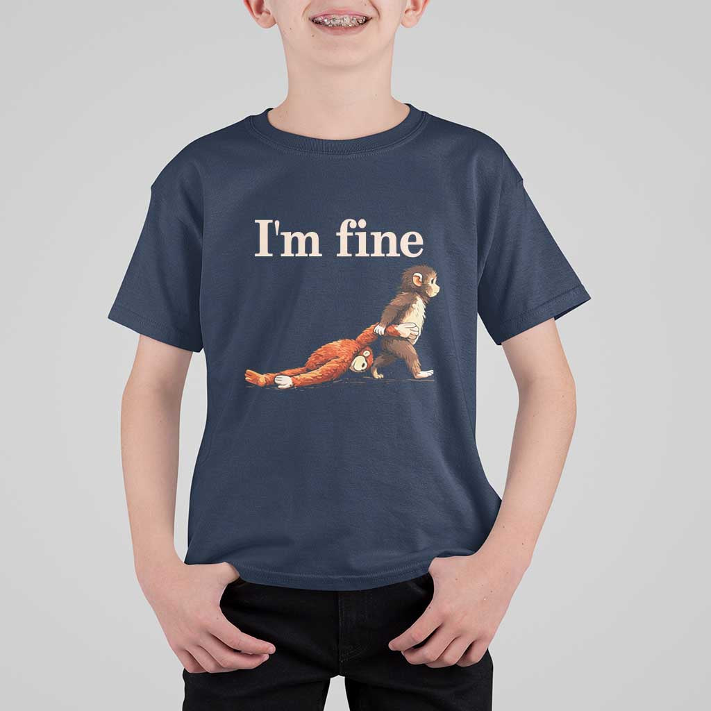 I’m Fine Funny Monkey Meme T Shirt For Kid Viral Punch Baby Monkey Relatable Cute Gift